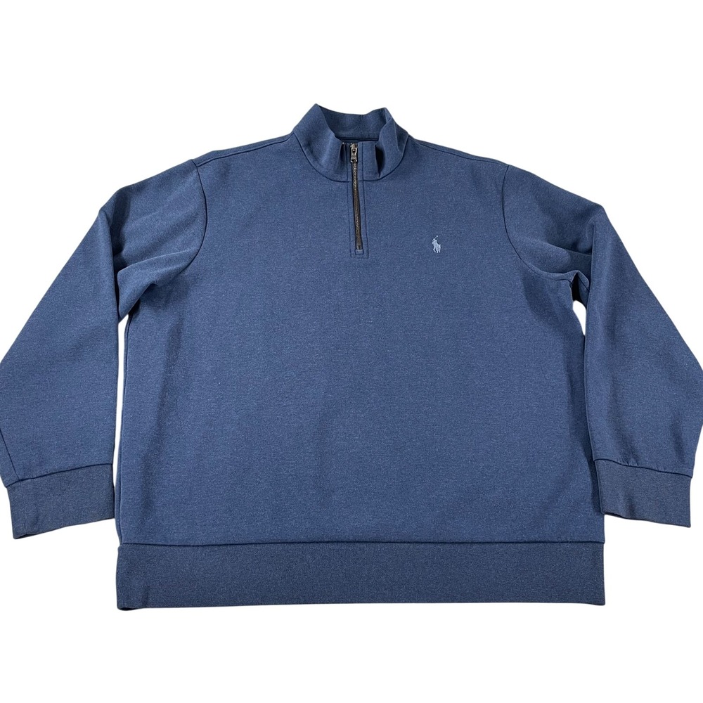 Polo Ralph Lauren Sweater Mens Size XL Blue 1/4 Zip Preppy Pullover Sweatshirt